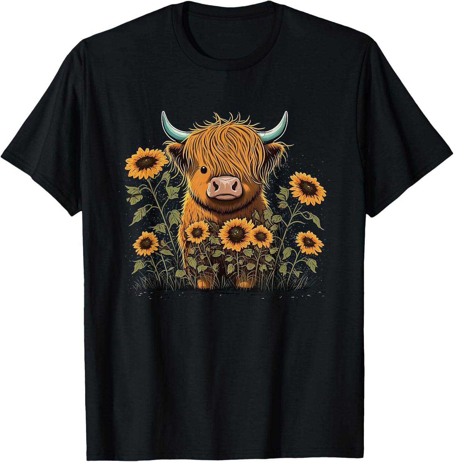 Cute Highland cattle Cow Funny Highland Cow T-Shirt - T-Shirt | Black