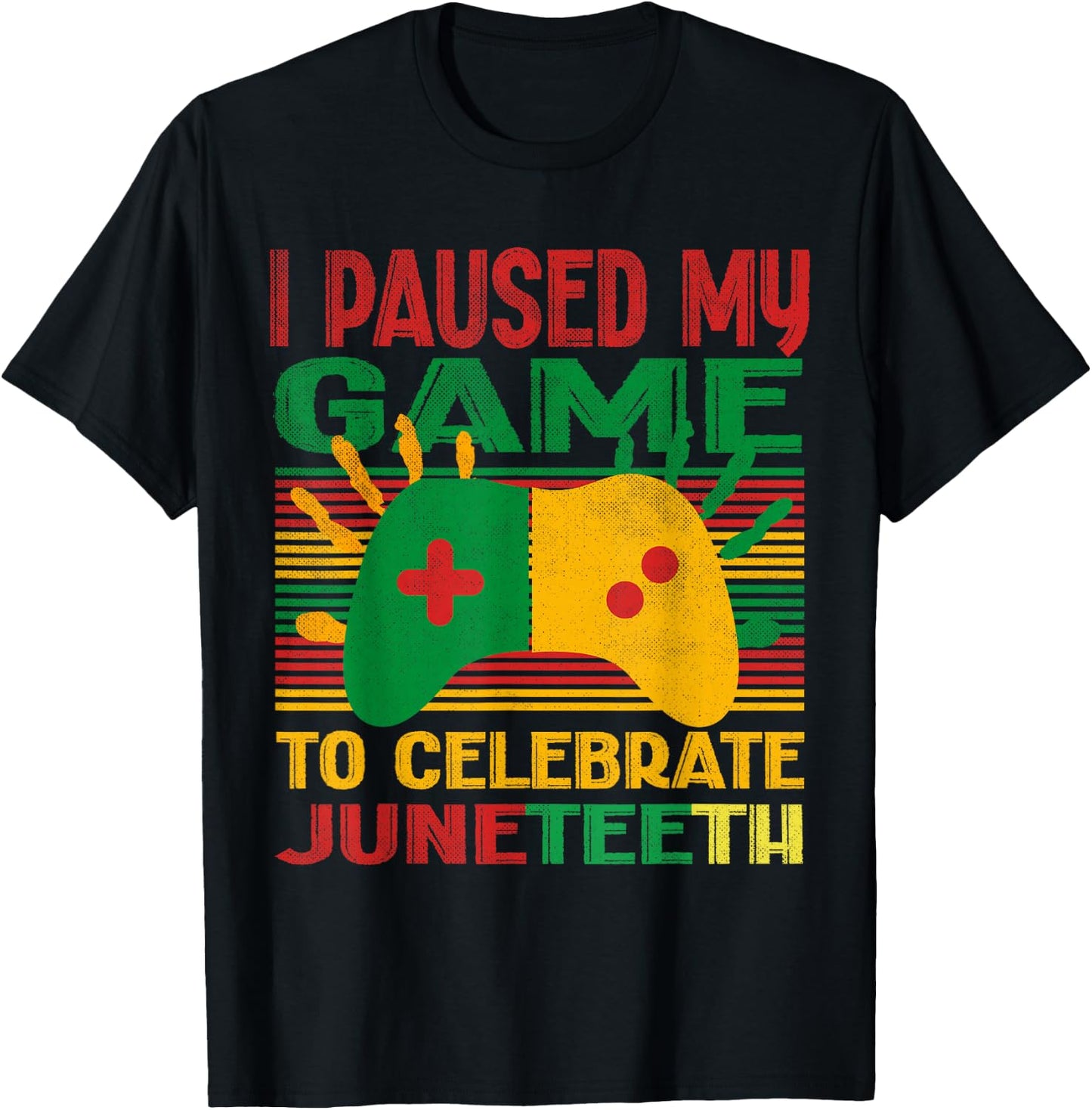 I Paused My Game To Celebrate Juneteenth boys funny gamer T-Shirt - T-Shirt | Black