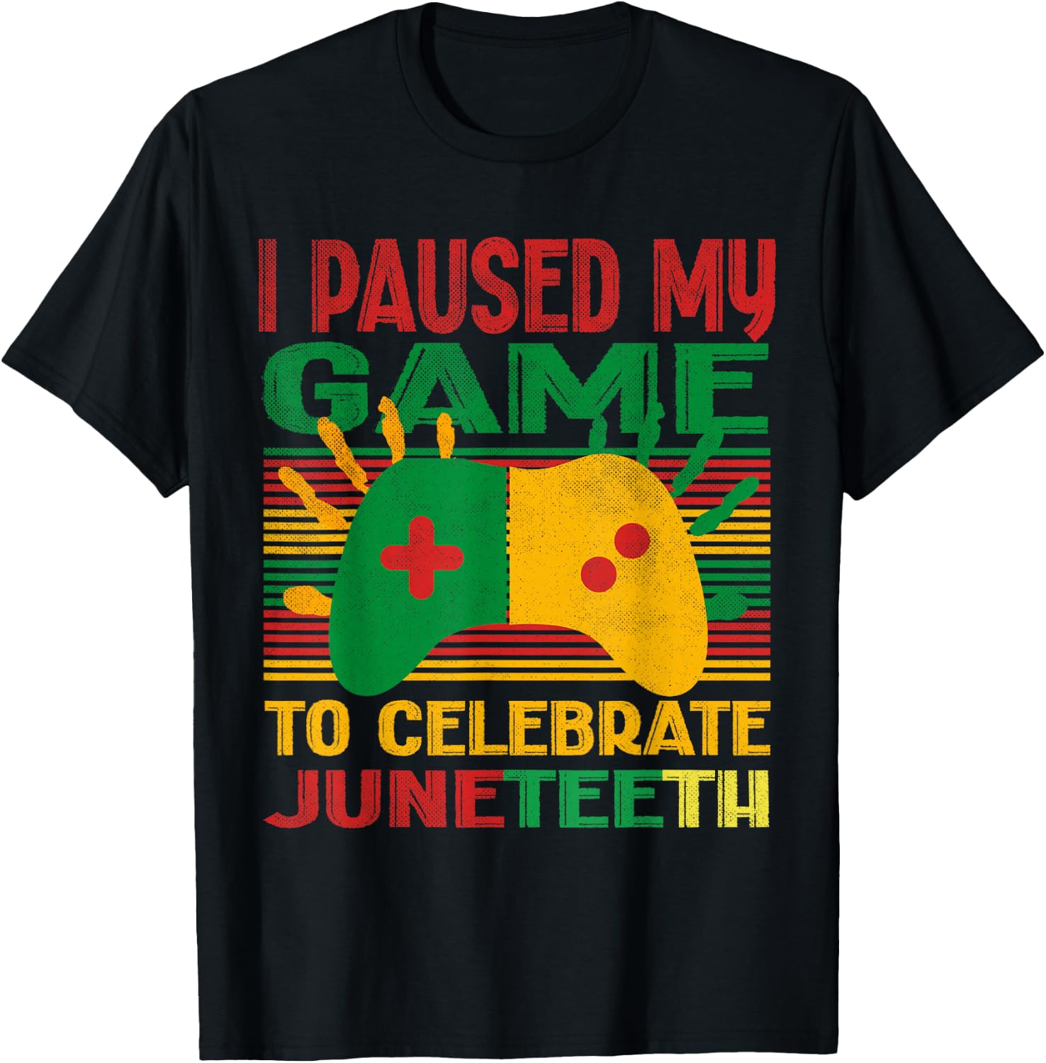I Paused My Game To Celebrate Juneteenth boys funny gamer T-Shirt - T-Shirt | Black