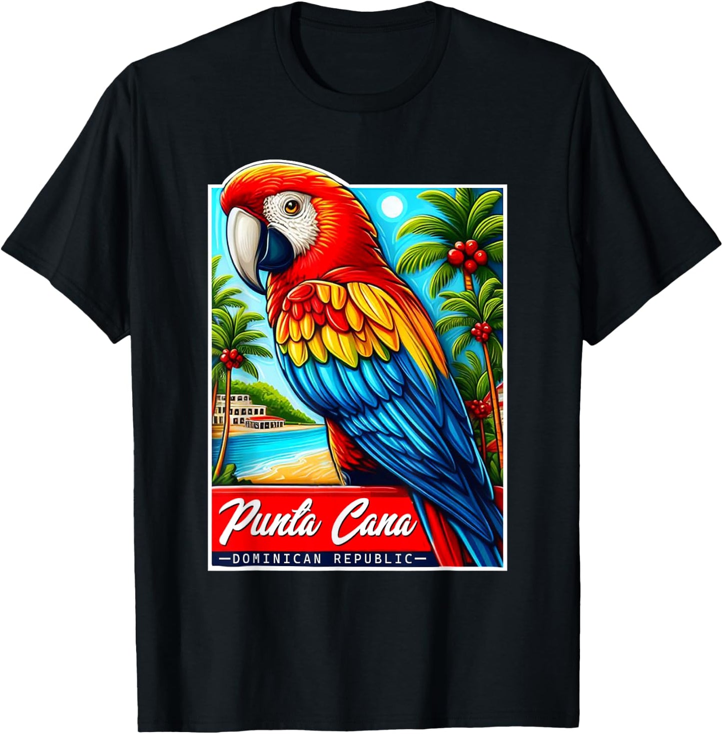 Punta Cana Tropical Parrot Bird Shirt Dominican Republic T-Shirt - T-Shirt | Black
