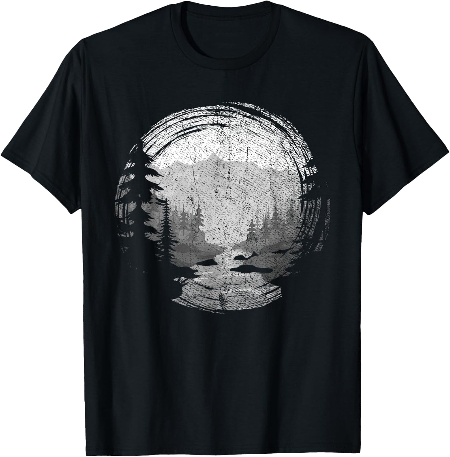 Forest Landscape Nature Lovers Outdoor Trees Nature , black T-Shirt - T-Shirt | Black