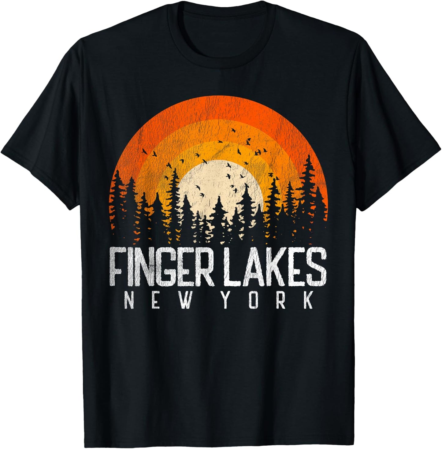 Finger Lakes New York NY Shirt Retro Vintage 80s 90s T-Shirt - T-Shirt | Black
