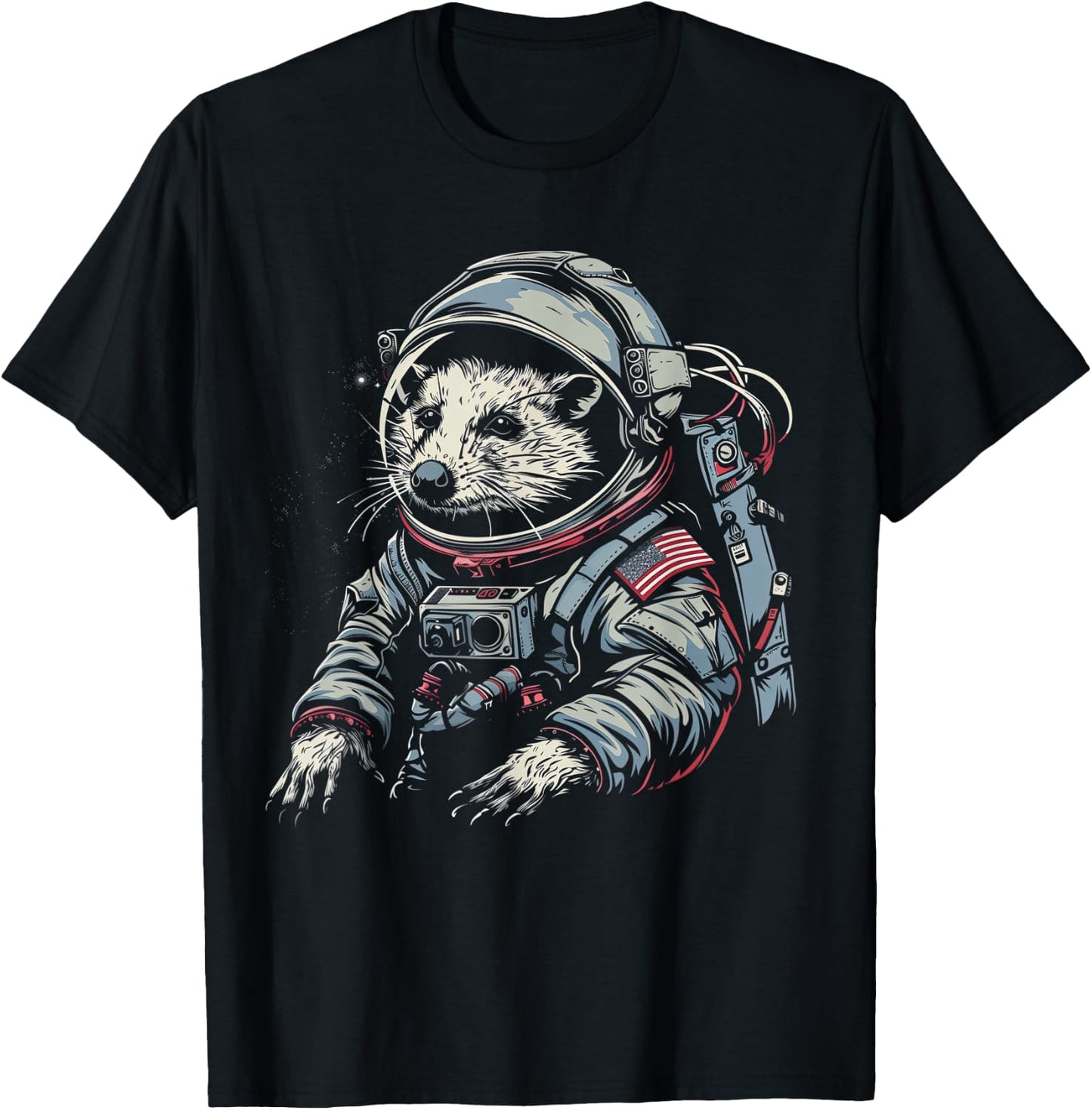 Astronaut Opossum In Space Suit Funny Possum T-Shirt - T-Shirt | Black