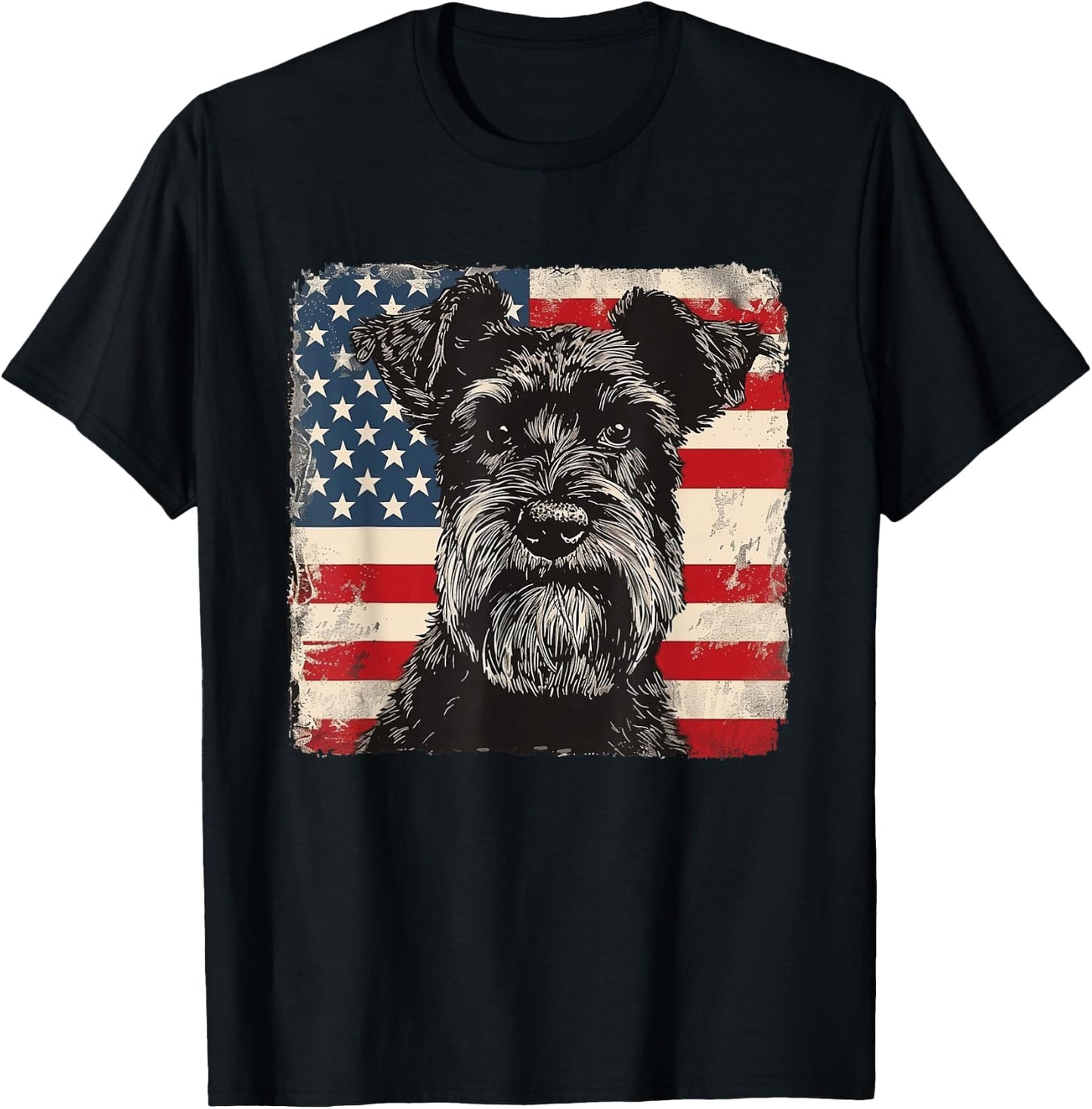 Miniature Schnauzer Dog Patriotic 4th of July Gift Men Women T-Shirt - T-Shirt | Black
