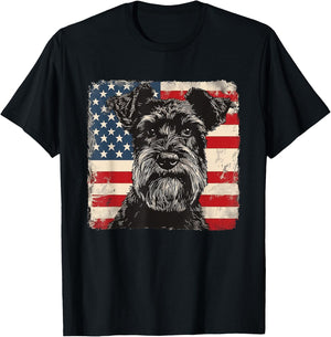 Miniature Schnauzer Dog Patriotic 4th of July Gift Men Women T-Shirt - T-Shirt | Black
