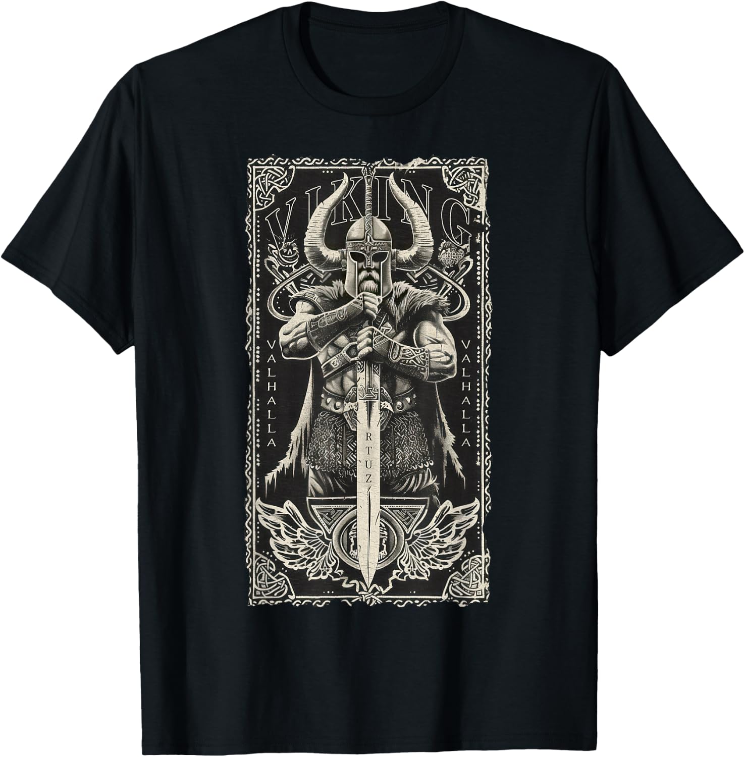 Valhalla Odin Thor Runes Viking Helmet Warrior Viking T-Shirt - T-Shirt | Black