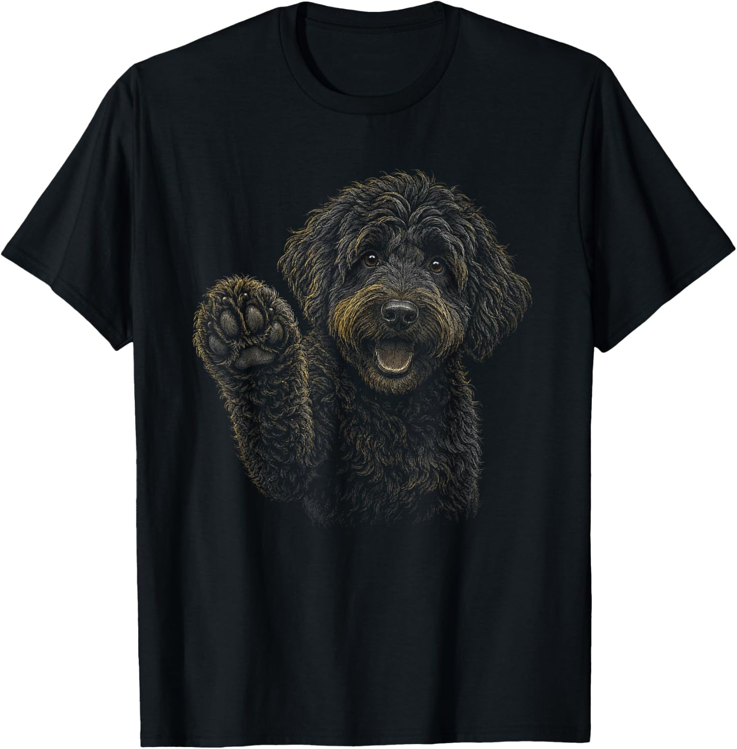 Black Goldendoodle Artwork Graphic T-Shirt - T-Shirt | Black