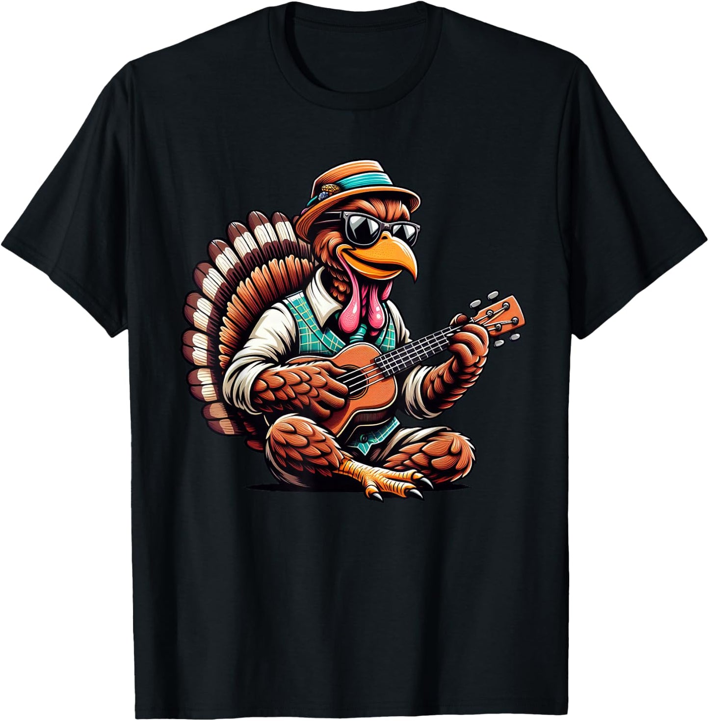 Funny Turkey Thanksgiving Ukulele Kids T-Shirt - T-Shirt | Black