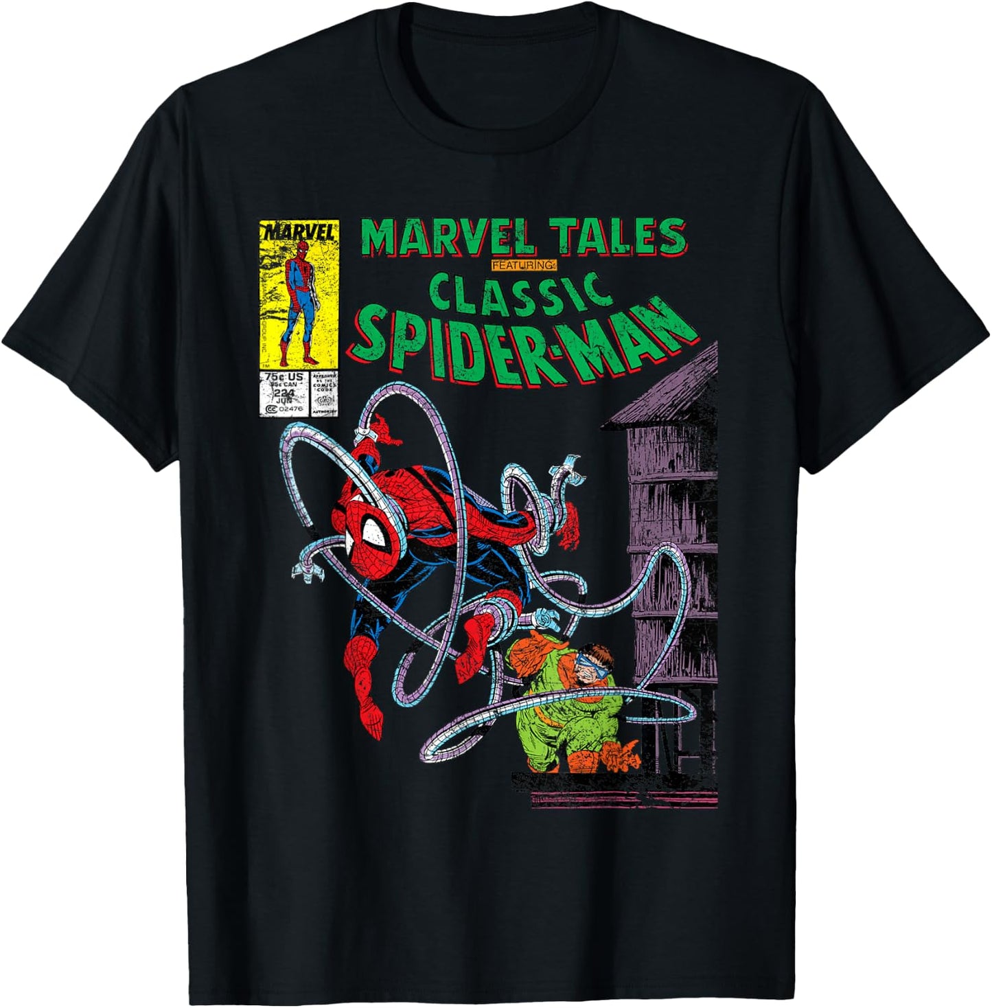 Marvel Spider-Man vs. Doctor Octopus Retro Comic , grey, S T-Shirt - T-Shirt | Black