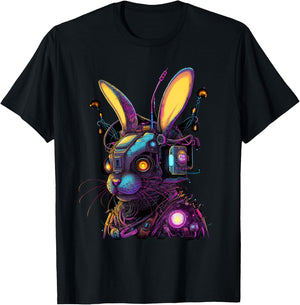 Cyberpunk Bunny Cyborg Rabbit | Cool Gamer Easter T-Shirt - T-Shirt | Black