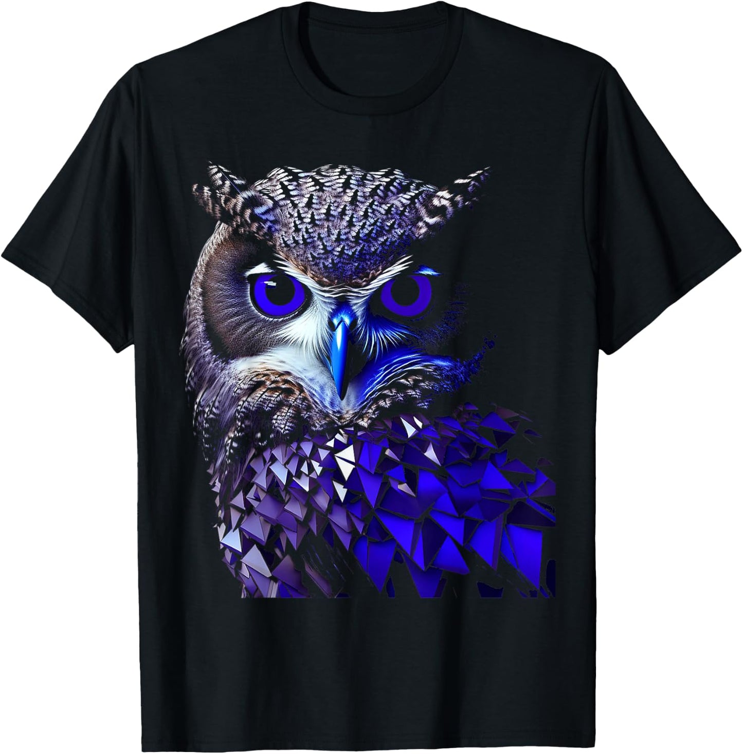 Owl Animal Art Graphic Owl , Black, S T-Shirt - T-Shirt | Black