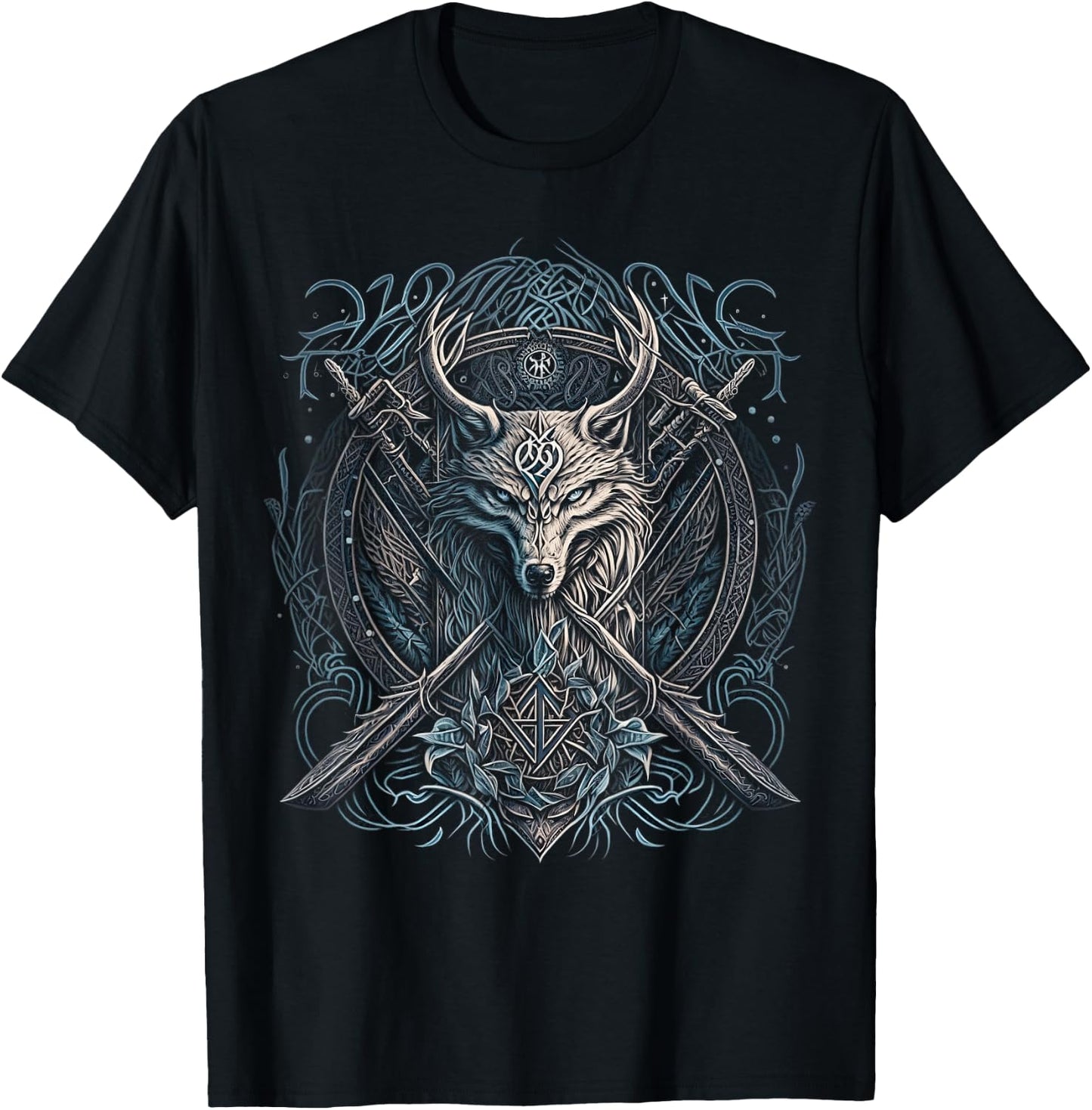 Odin's Wolf Fenrir Northman Valhalla Norse Mythology T-Shirt - T-Shirt | Black