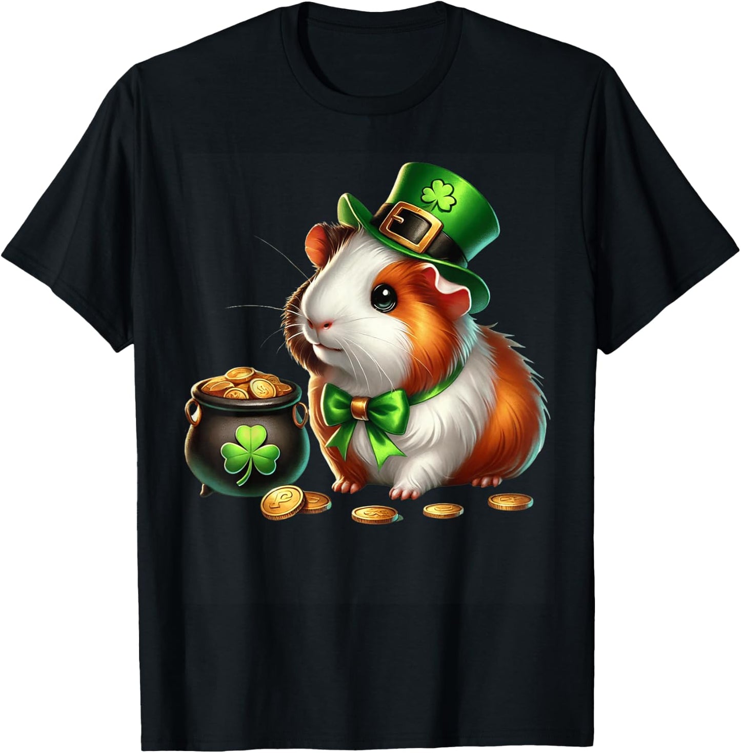 Cute Guinea Pig Leprechaun St Patricks Day Shamrock Kids T-Shirt - T-Shirt | Black