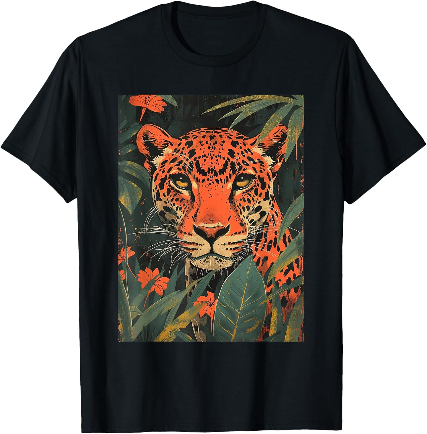 Jungle Leopard's Gaze for Wild Animal lover Leopard T-Shirt - T-Shirt | Black
