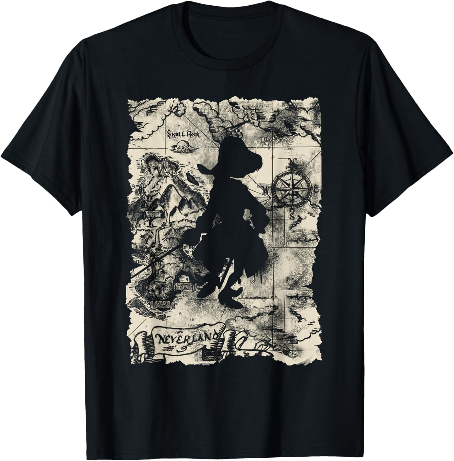 Disney - Captain Hook Map T-Shirt - T-Shirt | Black