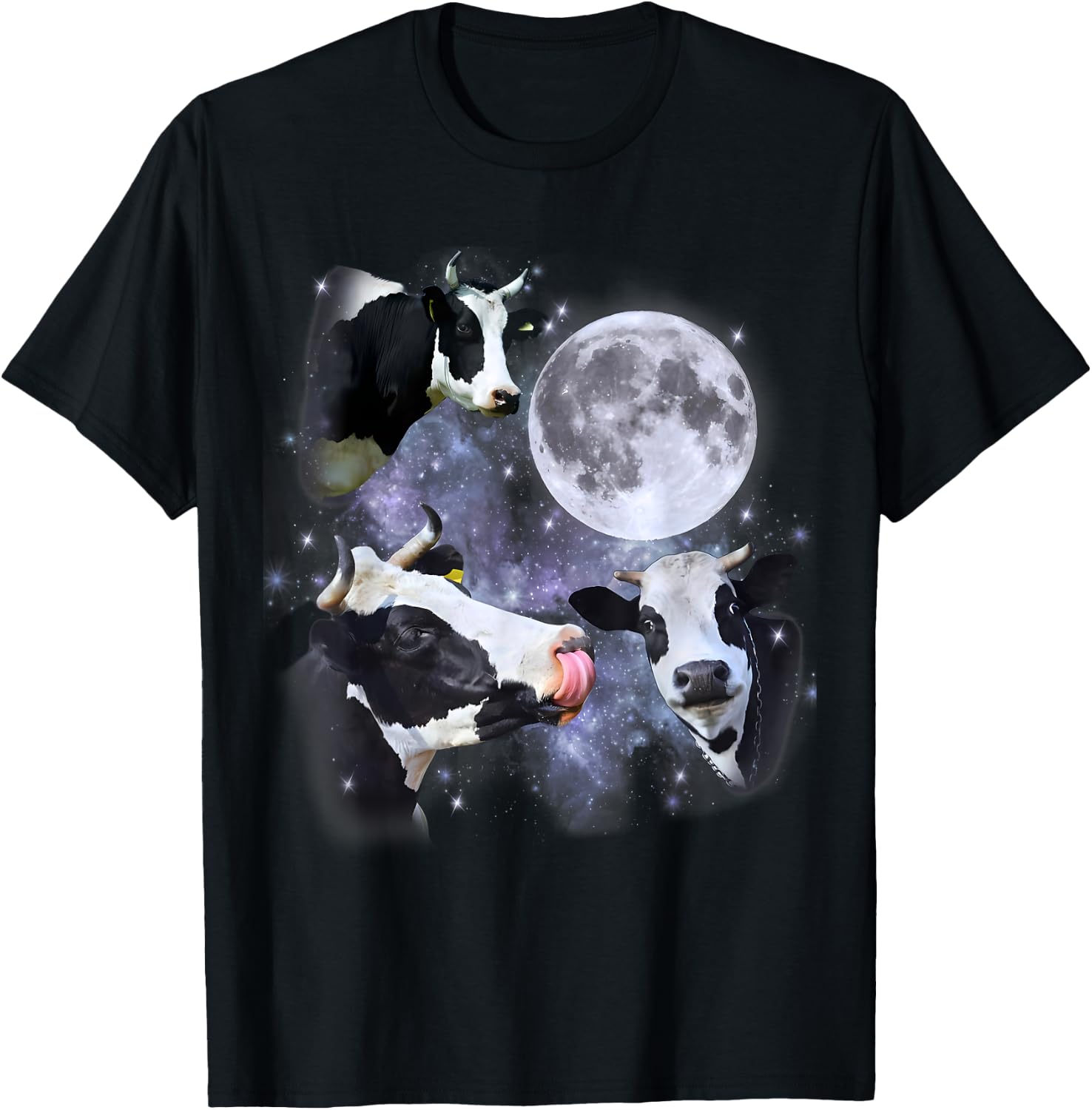 Cow Howling At The Moon Dairy Farm Meme Cows Lover Men Women T-Shirt - T-Shirt | Black
