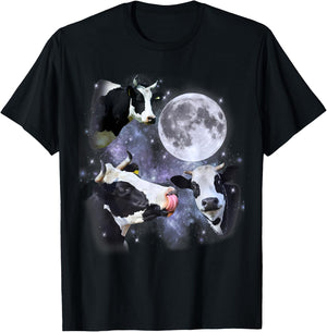 Cow Howling At The Moon Dairy Farm Meme Cows Lover Men Women T-Shirt - T-Shirt | Black