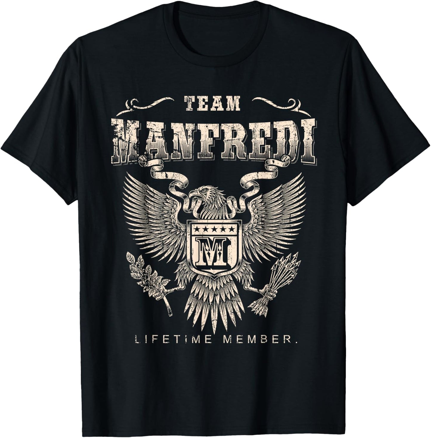 Team Manfredi Family Name Lifetime Member T-Shirt - T-Shirt | Black