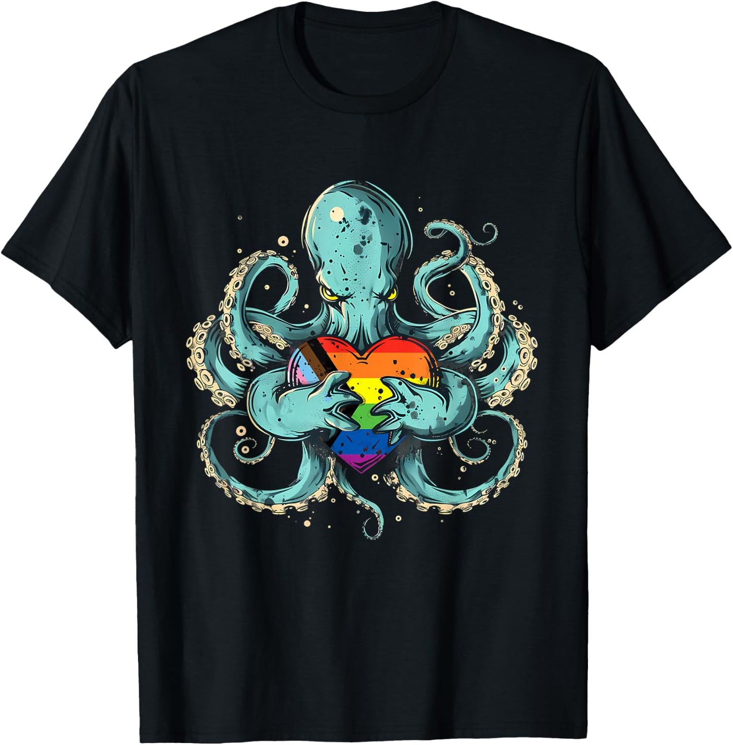 Octopus Progress Pride Flag LGBTQ+ Progressive Pride Flag T-Shirt - T-Shirt | Black