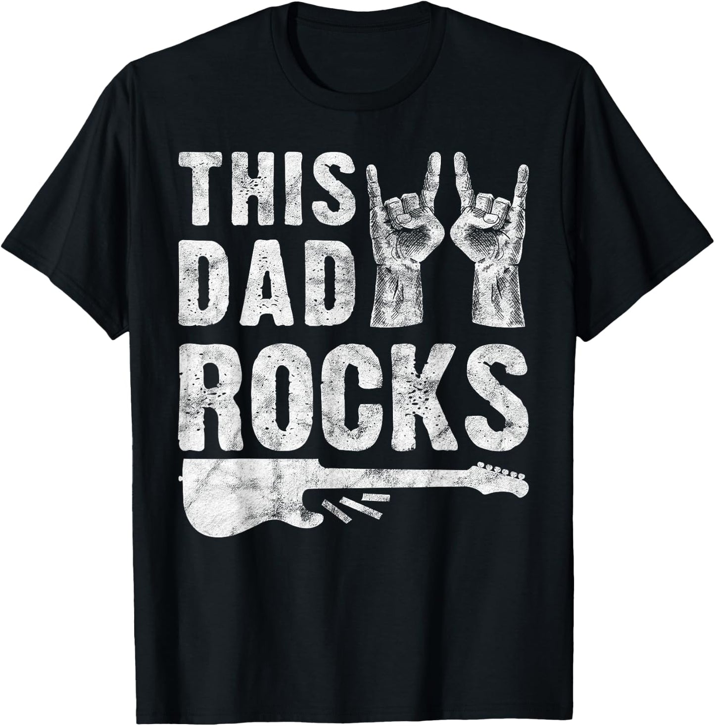 This Dad Rocks Rock n Roll Heavy Metal Fathers Day T-Shirt - T-Shirt | Black