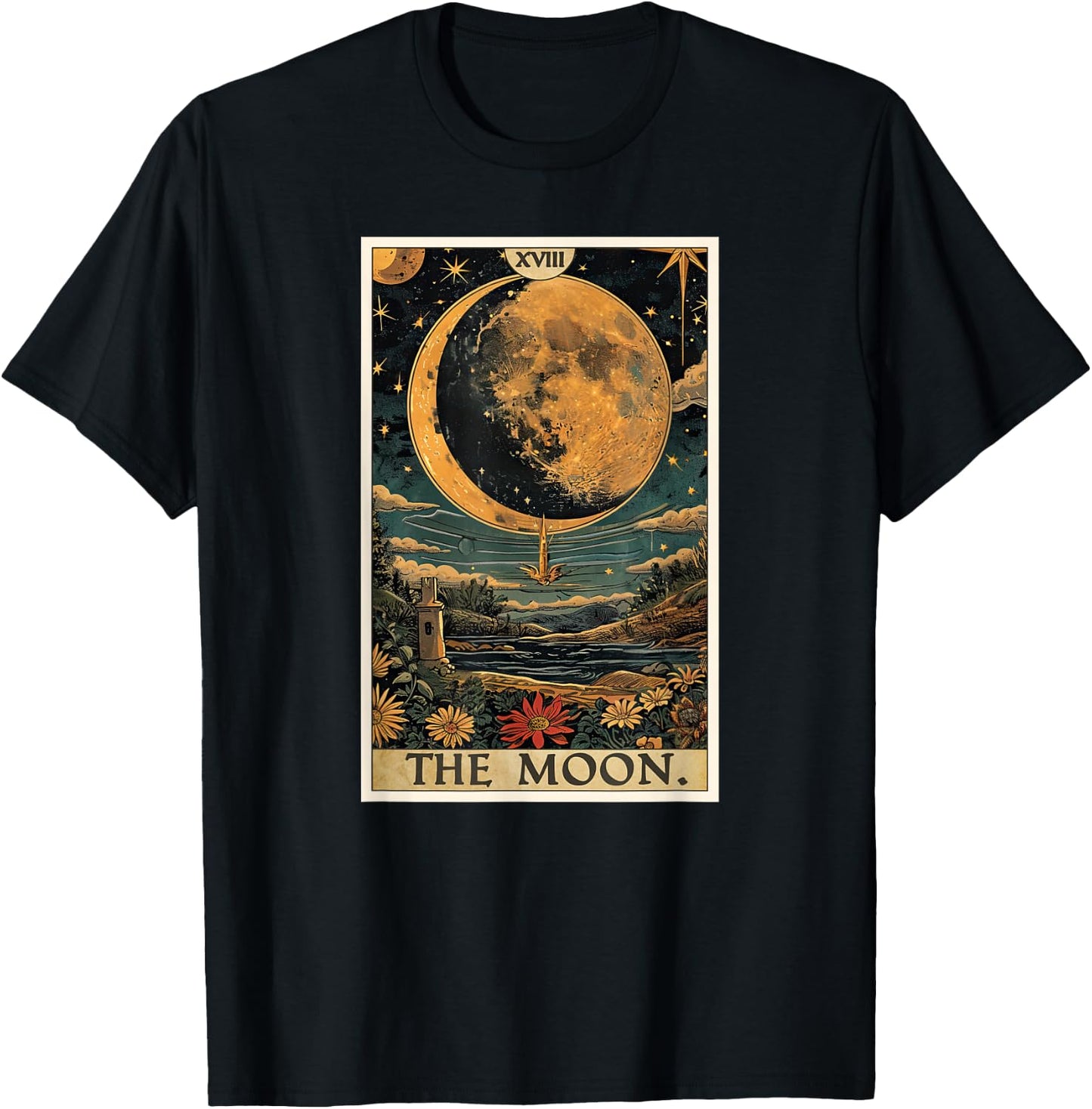 Tarotkarten Tarotkarte 18 The Moon Der Mond T-Shirt - T-Shirt | Black