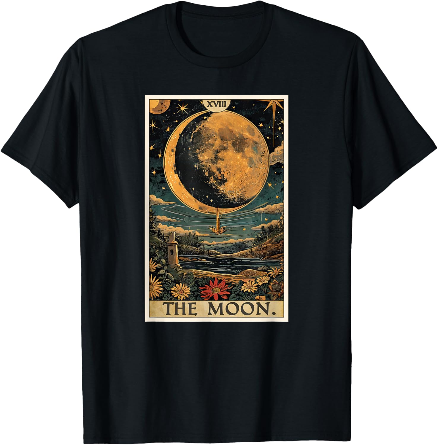 Tarotkarten Tarotkarte 18 The Moon Der Mond T-Shirt - T-Shirt | Black