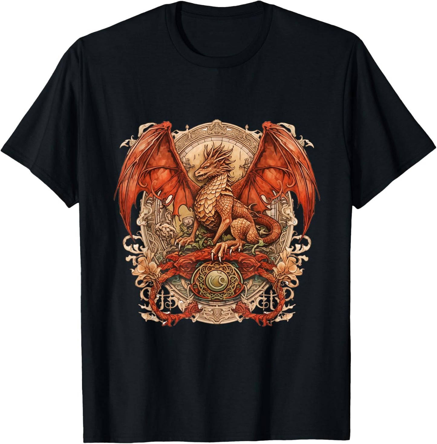 Blazing Dragon of the Fantasy Realm T-Shirt - T-Shirt | Black