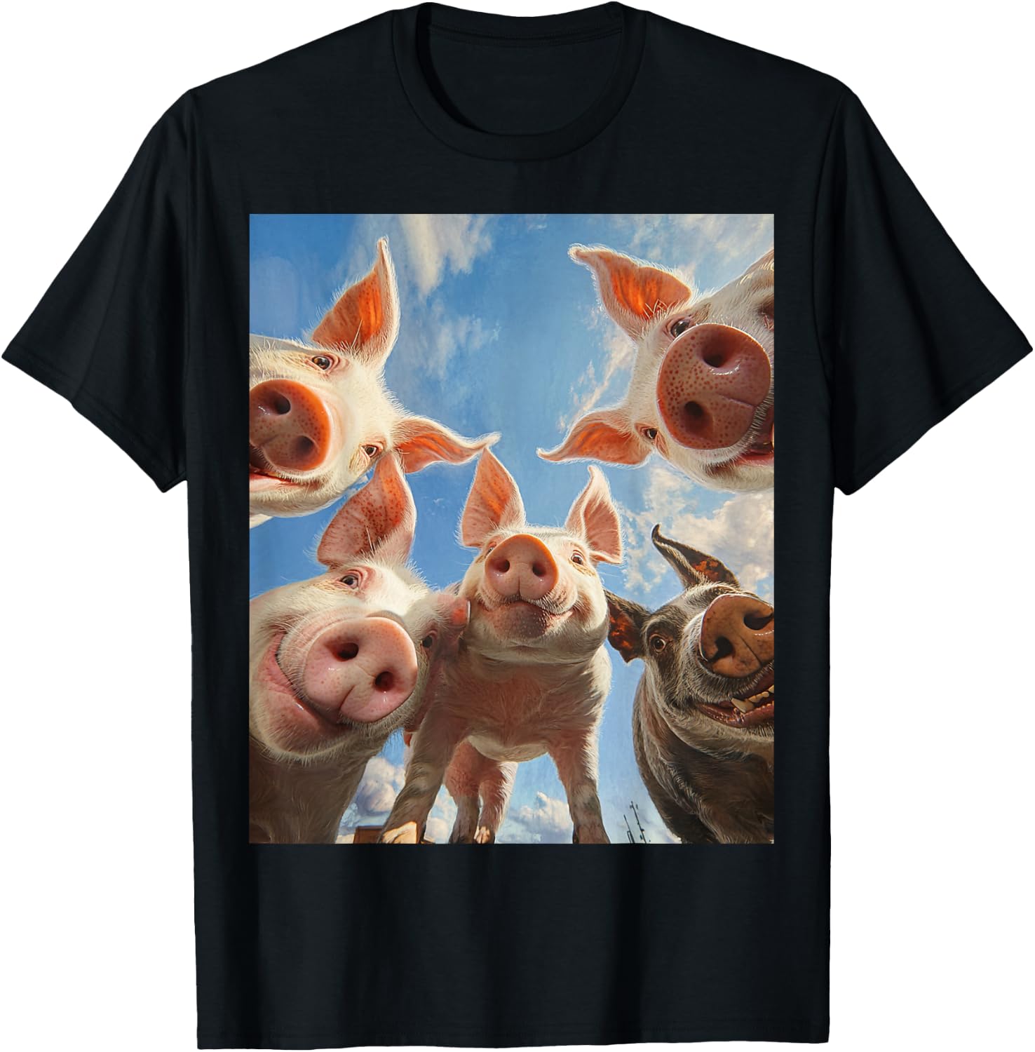 I Love Pigs Funny Pig Face Pig Selfie T-Shirt - T-Shirt | Black