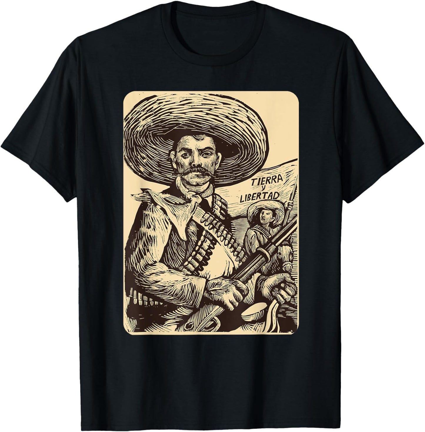 Emiliano Zapata Mexican Revolutionary Land and Liberty T-Shirt - T-Shirt | Black