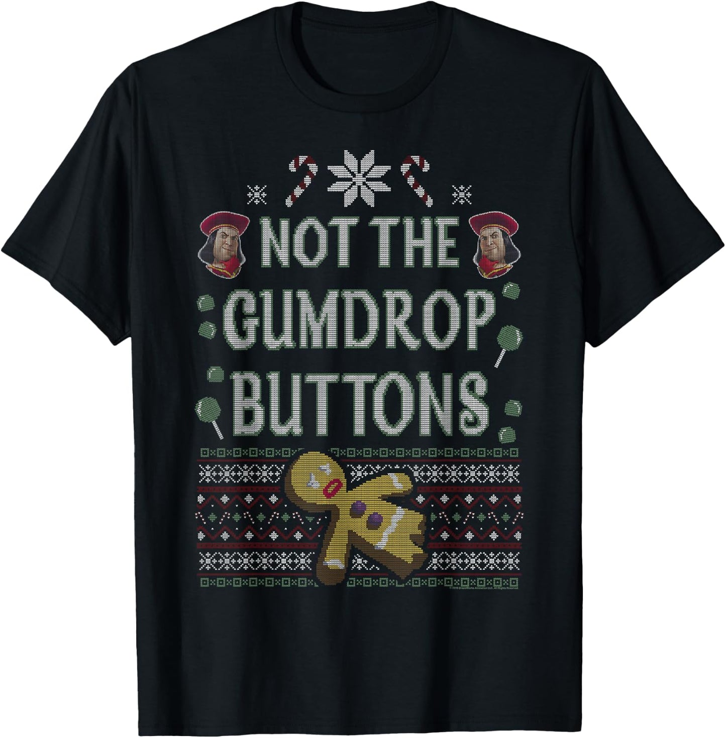 Shrek Not The Gumdrop Buttons Ugly Sweater Style Christmas T-Shirt - T-Shirt | Black