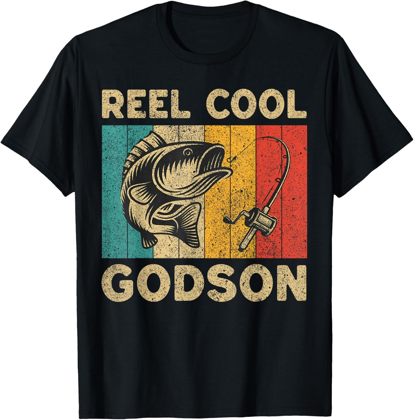 Father's Day Present Funny Fishing Reel Cool Godson T-Shirt - T-Shirt | Black