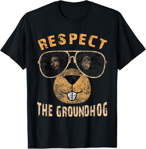 Vintage Retro Respect the Groundhog Holiday | & T-Shirt - T-Shirt | Black