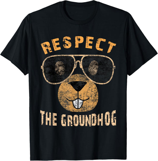 Vintage Retro Respect the Groundhog Holiday | & T-Shirt - T-Shirt | Black