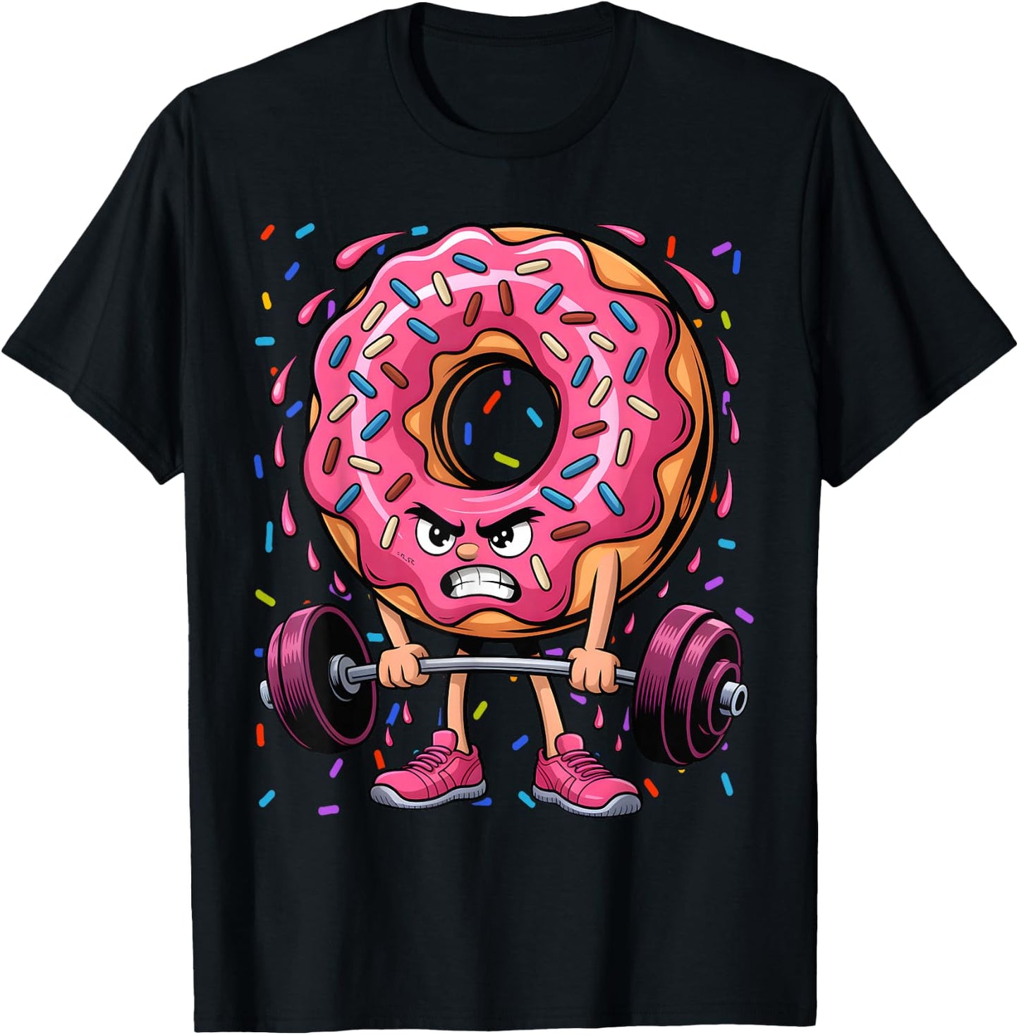 Donut Deadlift Weightlifing Funny Fitness Workout Gym Lover T-Shirt - T-Shirt | Black