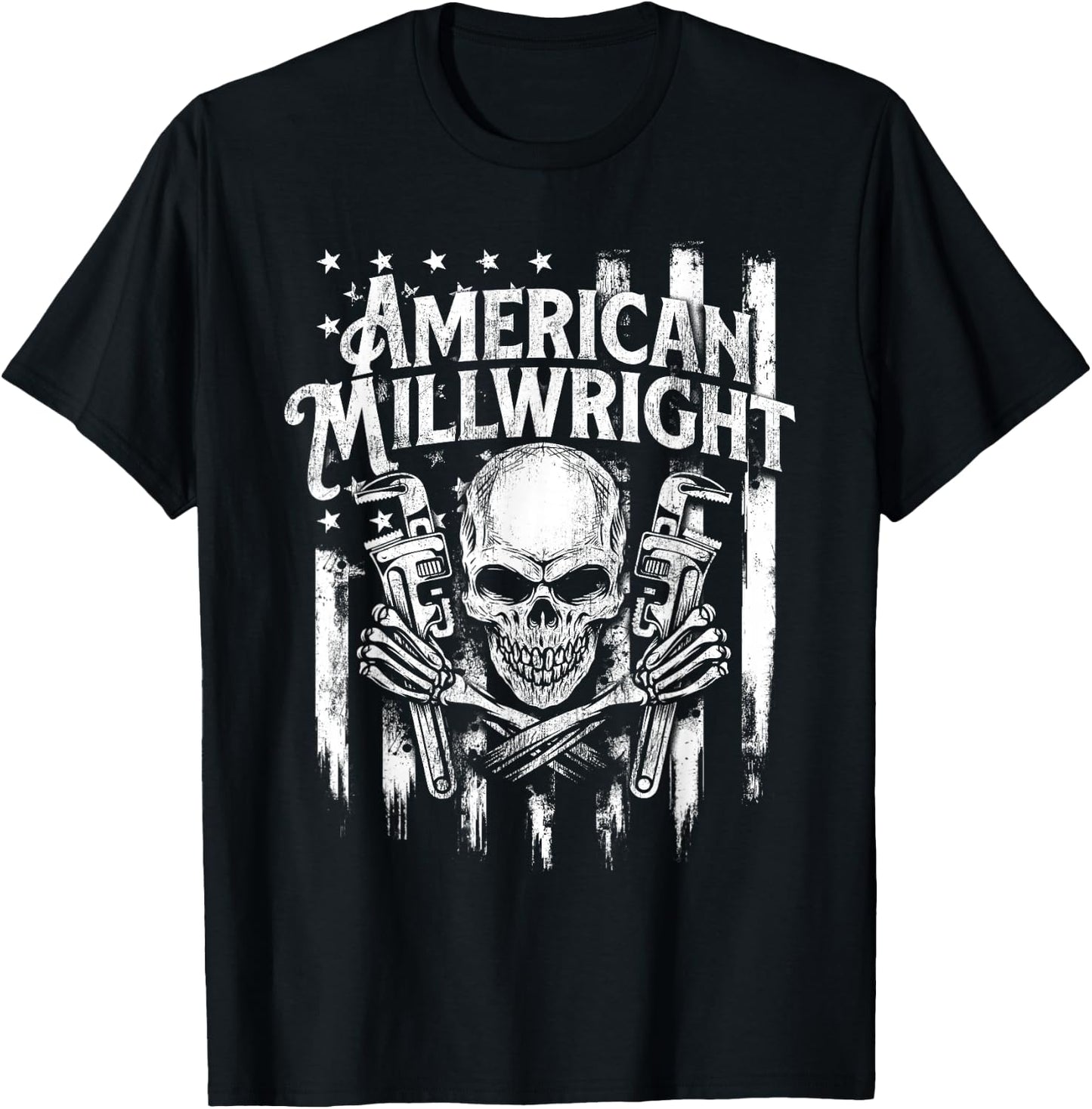 American Millwright - Patriotic USA Flag Machinist Engineer T-Shirt - T-Shirt | Black