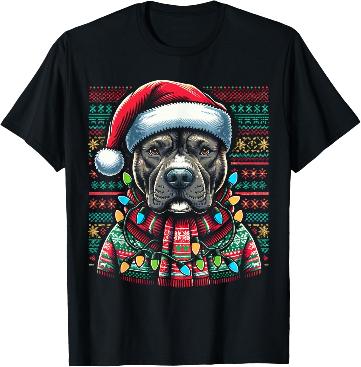 Christmas Pit bull Xmas Pit Bull Mom Dog Lover Santa T-Shirt - T-Shirt | Black