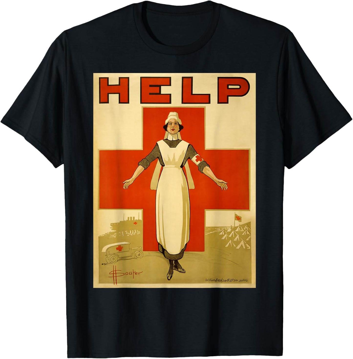 Vintage Poster - Rotes Kreuz Retro T-Shirt - T-Shirt | Black