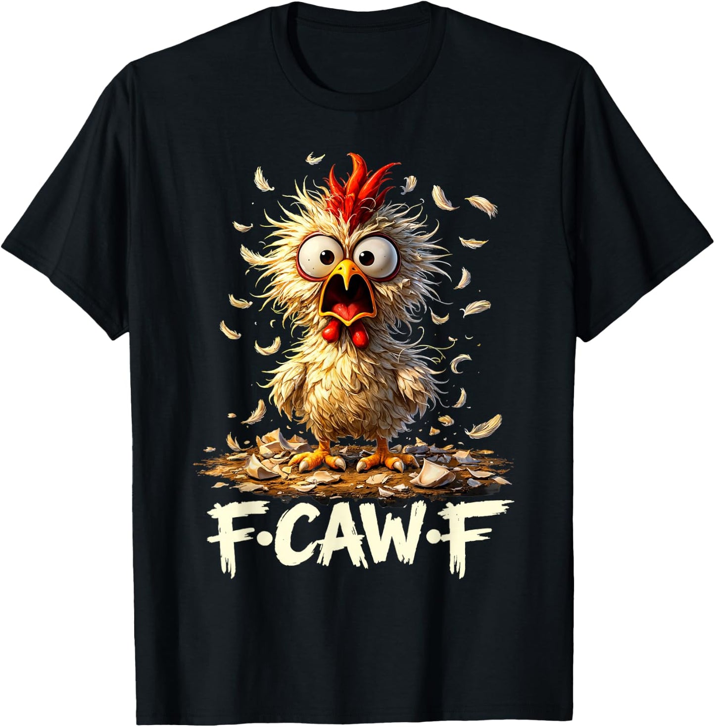F-Caw-F Humor für Erwachsene, Motiv: Hahn T-Shirt - T-Shirt | Black