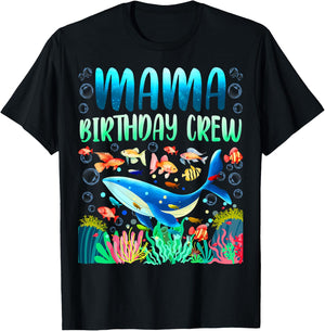 Mama Of The Birthday Boy Sea Fish Ocean Animals Aquarium T-Shirt - T-Shirt | Black
