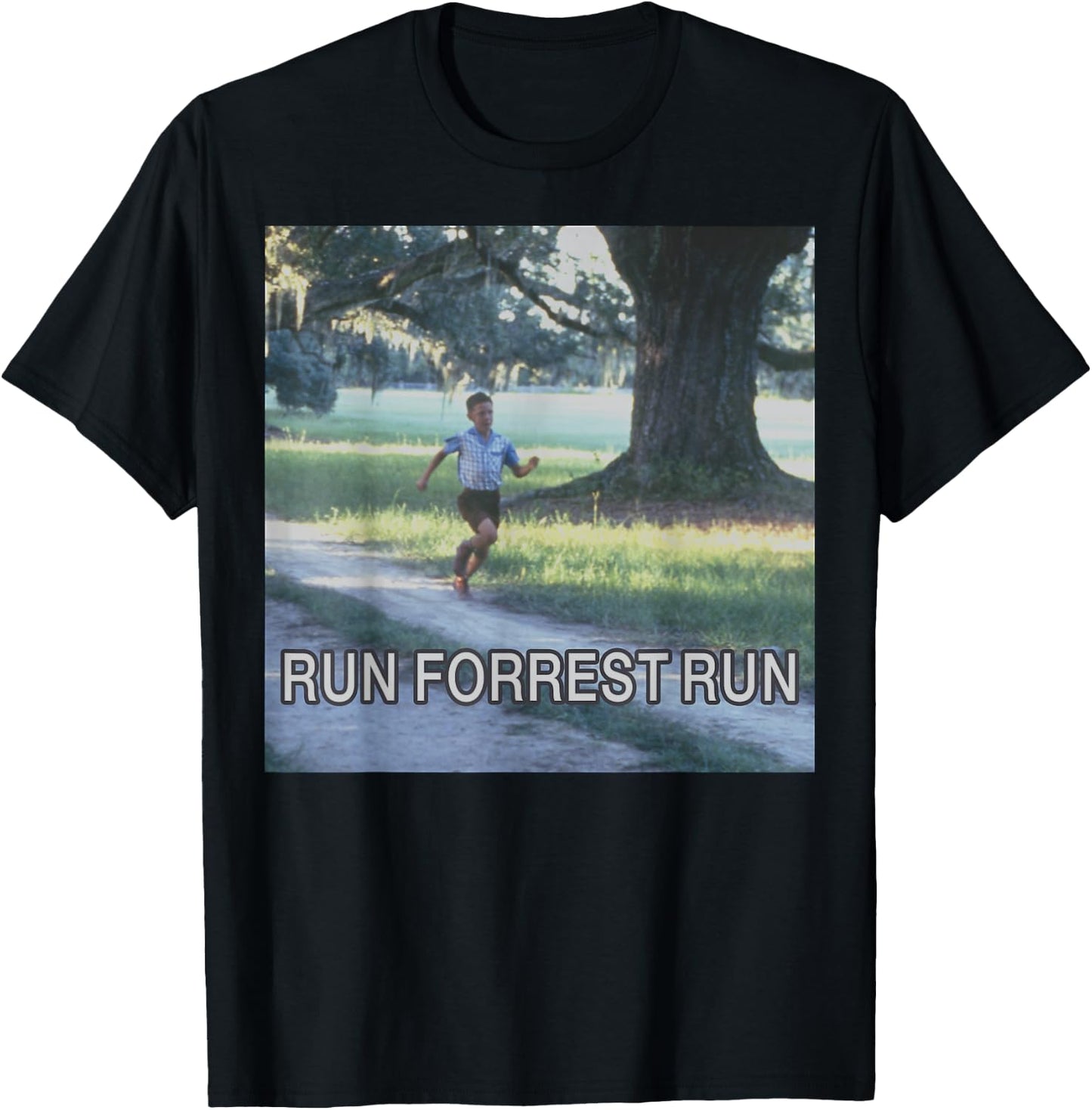 Forrest Gump Run Forrest Run Photo Panel T-Shirt - T-Shirt | Black