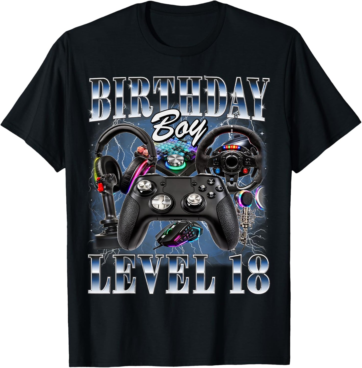 18th Birthday Boy Level 18 Video Gamer Lover 18 Year Old T-Shirt - T-Shirt | Black