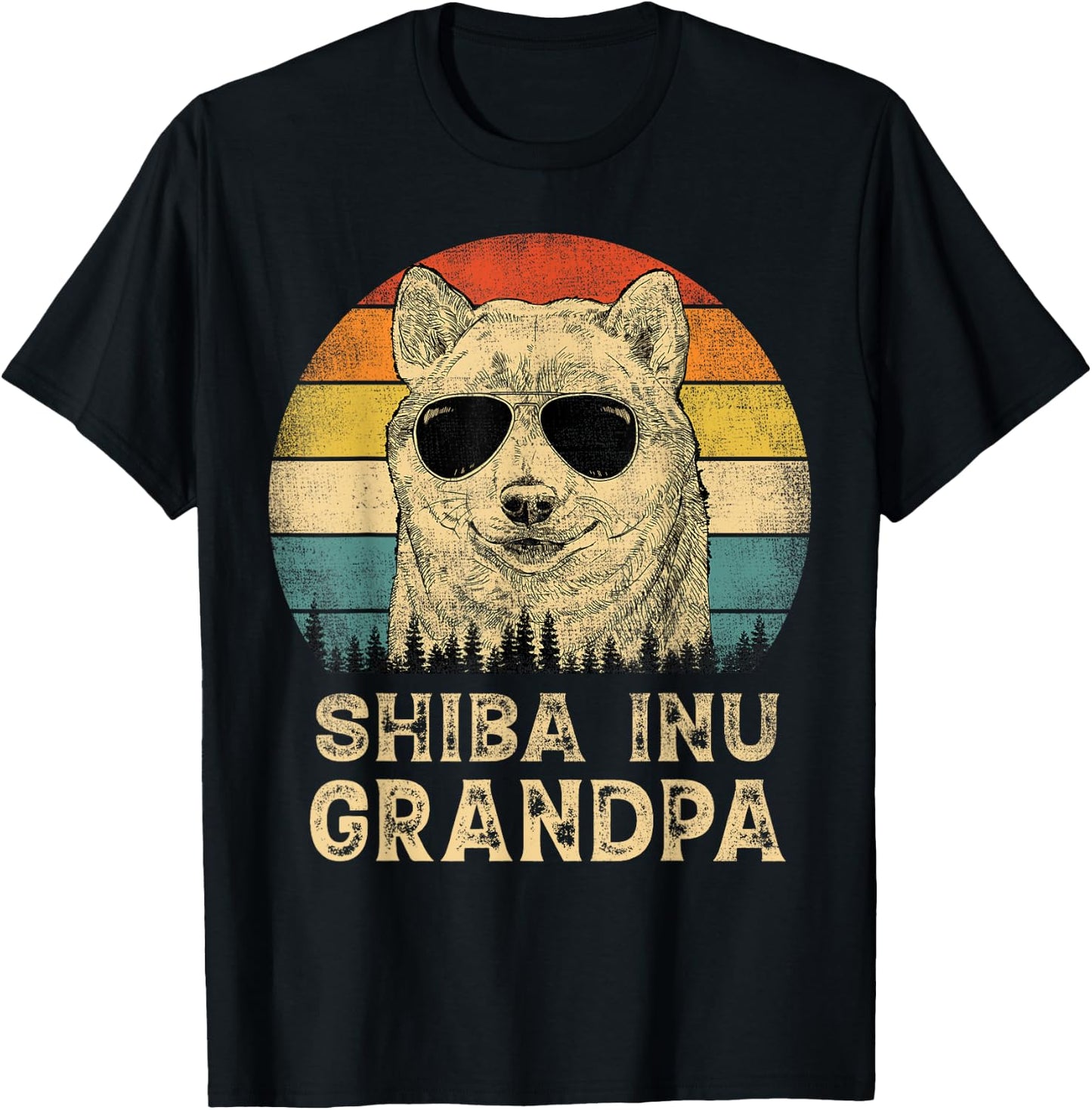 Vintage Shiba Inu Grandpa Dog Lovers Father's Day Men Women T-Shirt - T-Shirt | Black