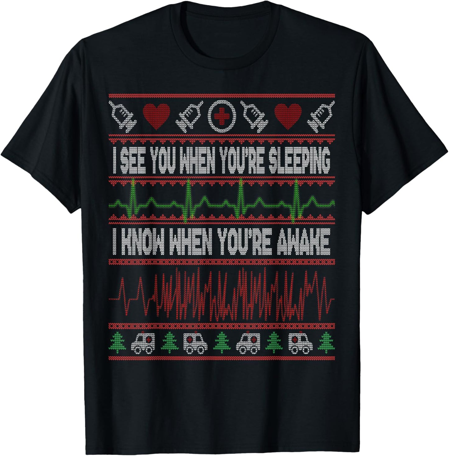 Tachy Nurse Ugly Christmas Sweater Doctor Medical T-Shirt - T-Shirt | Black