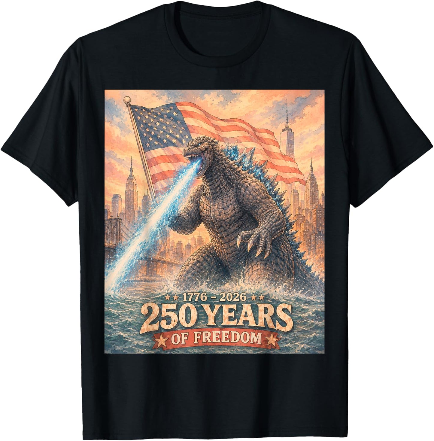 Kaiju Monster Japanese 250th Anniversary America July 2026 T-Shirt - T-Shirt | Black