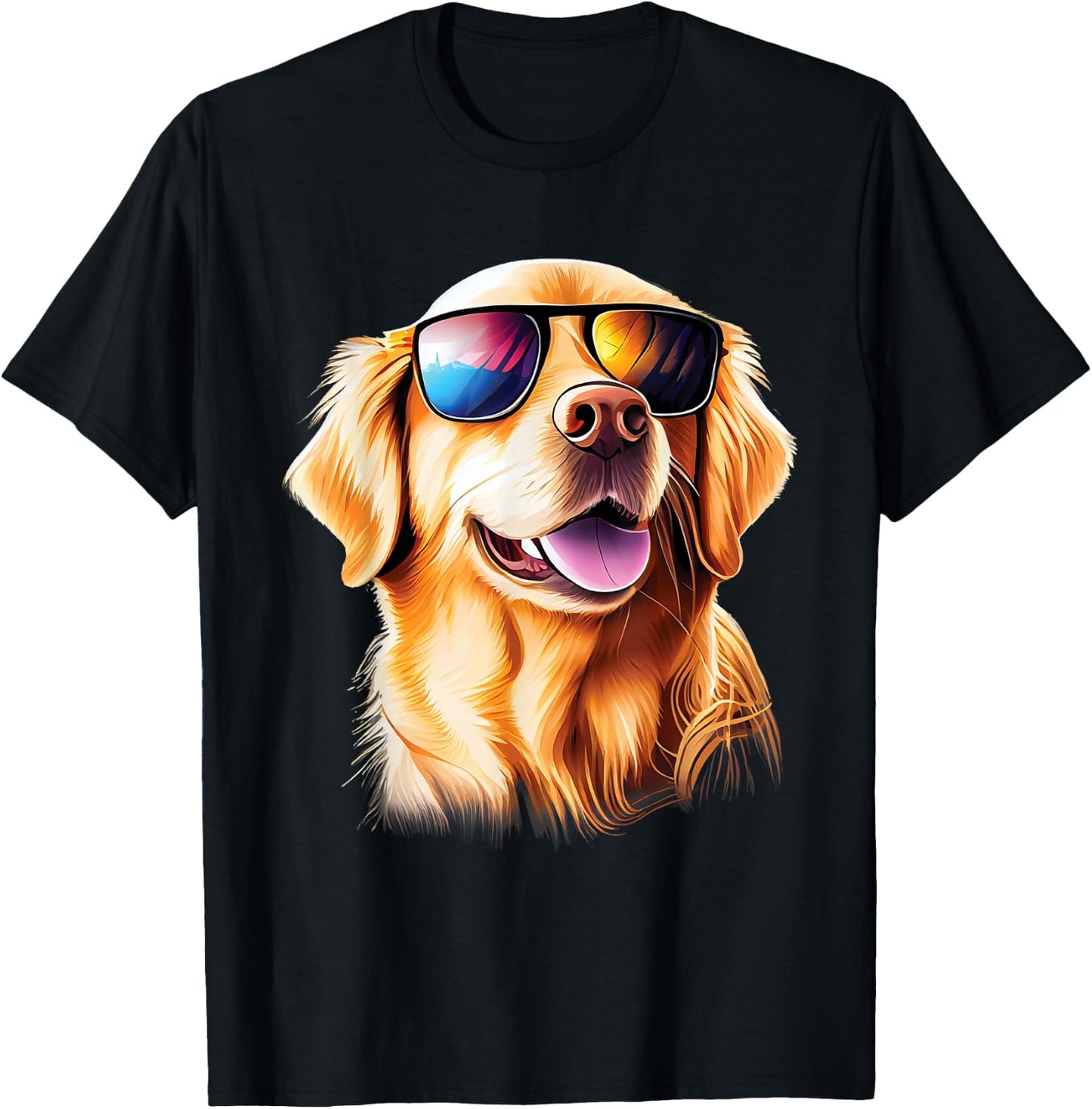 Golden Retriever With Sunglasses - Pet Lover Dog Owner Men Women Girls Kids T-Shirt - T-Shirt | Black