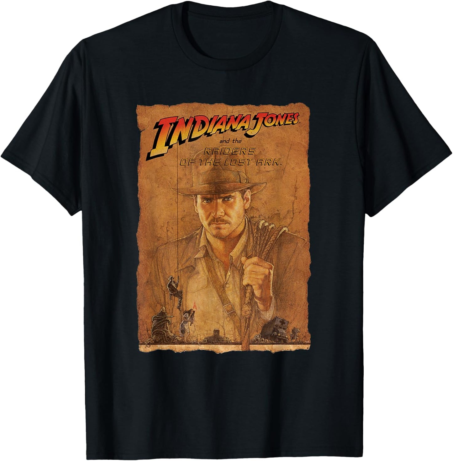 Lucasfilm Indiana Jones Raiders of the Lost Ark Poster Art , black T-Shirt - T-Shirt | Black
