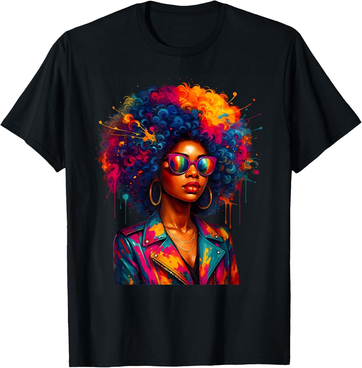Black Queen Afro African Melanin Dripping Girl Women T-Shirt - T-Shirt | Black
