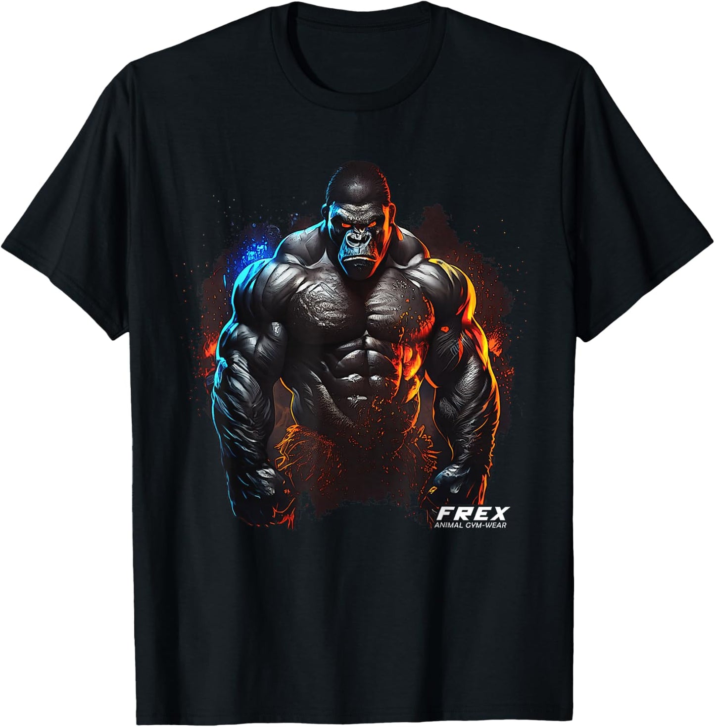 FREX Animal Gym-Wear Gorilla Affe Damen Bodybuilding Workout Motivations- Schwarz Kurzarm S EU 34/36 T-Shirt - T-Shirt | Black