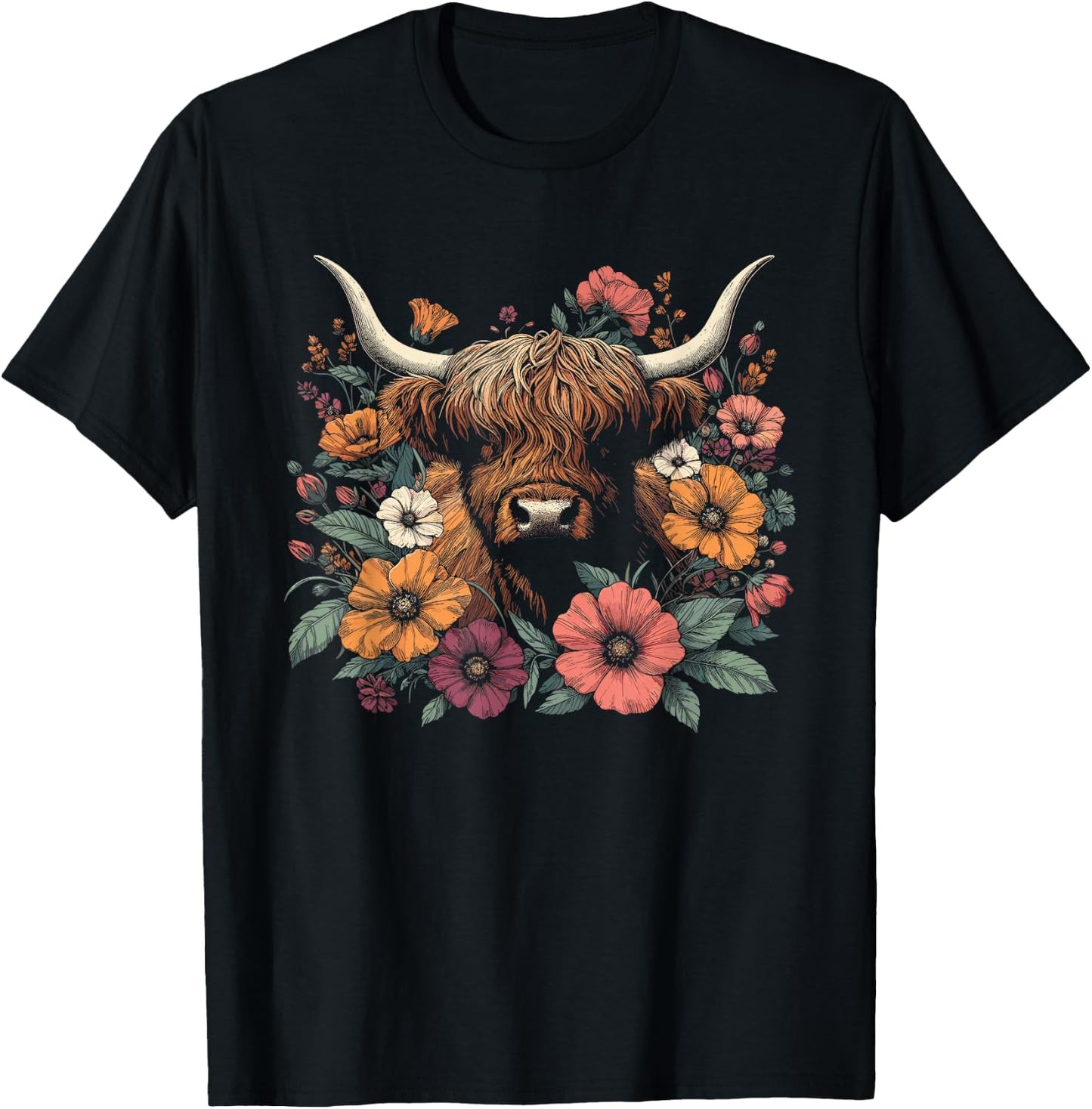 Kids Black Floral Pattern T-Shirt - T-Shirt | Black