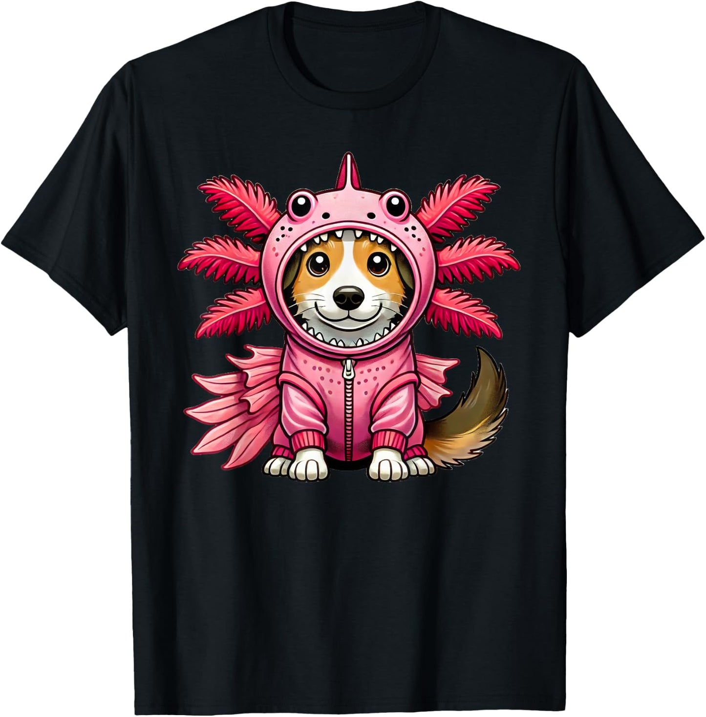 Kawaii Dog Puppy Axolotl Costume T-Shirt - T-Shirt | Black